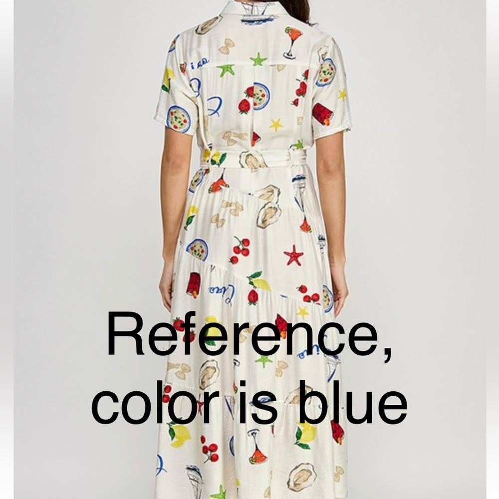 Milk & Honey Italian Amalfi Coast Print Blue Soft MIDI Summer Dress - Picture 2 of 2